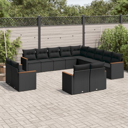 Set de sofás de jardín y cojines 13 pzas ratán sintético negro de , Conjuntos de jardín - Ref: Foro24-3226524, Precio: 893,78...