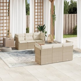 Set sofás de jardín 7 piezas y cojines ratán sintético beige de , Conjuntos de jardín - Ref: Foro24-3255820, Precio: 498,25 €...