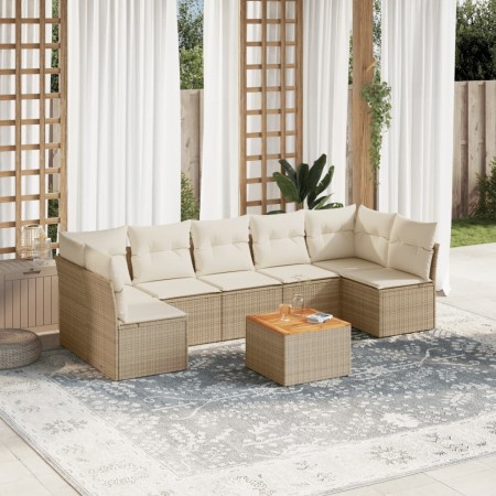Juego de sofás de jardín con cojines beige 8 pzas ratán PE de , Conjuntos de jardín - Ref: Foro24-3255904, Precio: 543,99 €, ...