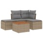 Juego de sofás jardín con cojines beige mezcla 5 pzas ratán PE de , Conjuntos de jardín - Ref: Foro24-3255919, Precio: 289,69...