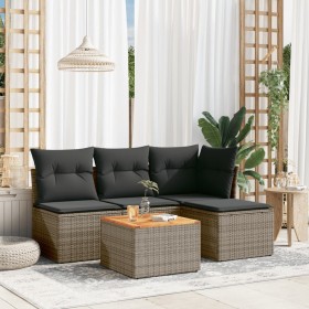 Juego de sofás jardín con cojines 5 pzas ratán sintético gris de , Conjuntos de jardín - Ref: Foro24-3255927, Precio: 289,11 ...