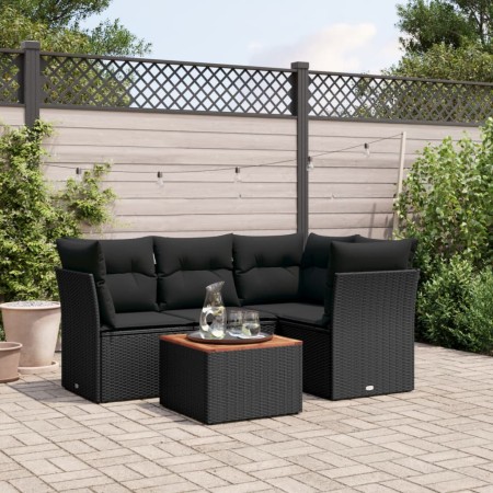 Set de muebles de jardín 5 pzas y cojines ratán sintético negro de , Conjuntos de jardín - Ref: Foro24-3255950, Precio: 352,3...