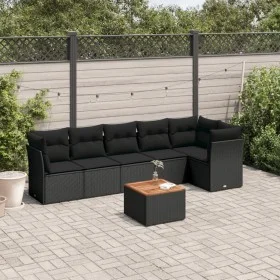 Set de comedor de jardín 7 pzas y cojines ratán sintético negro de , Conjuntos de jardín - Ref: Foro24-3255978, Precio: 424,8...