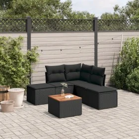 Set de sofás de jardín 6 piezas y cojines ratán sintético negro de , Conjuntos de jardín - Ref: Foro24-3255999, Precio: 328,6...