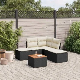 Set de sofás de jardín 6 piezas y cojines ratán sintético negro de , Conjuntos de jardín - Ref: Foro24-3256000, Precio: 309,0...