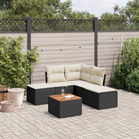 Set de sofás de jardín 6 piezas y cojines ratán sintético negro de , Conjuntos de jardín - Ref: Foro24-3256000, Precio: 308,3...