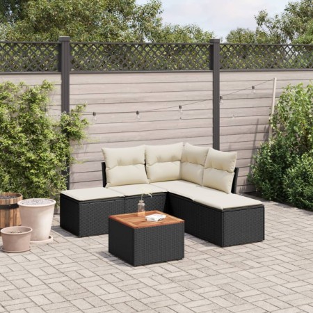 Set de sofás de jardín 6 piezas y cojines ratán sintético negro de , Conjuntos de jardín - Ref: Foro24-3256000, Precio: 308,3...