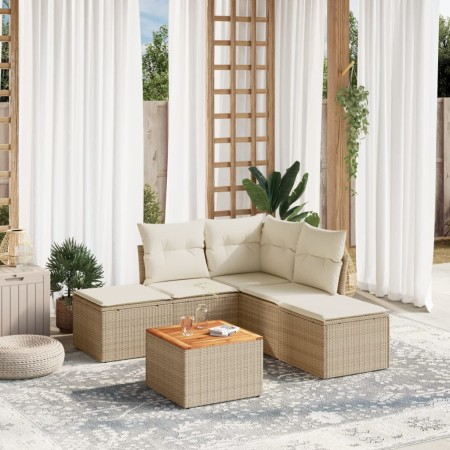 Juego de sofás jardín con cojines 6 pzas ratán sintético beige de , Conjuntos de jardín - Ref: Foro24-3256002, Precio: 370,42...