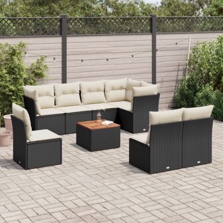 Set de sofás de jardín 8 piezas y cojines ratán sintético negro de , Conjuntos de jardín - Ref: Foro24-3256014, Precio: 507,8...