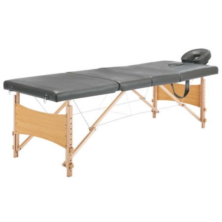 Camilla de masaje 4 zonas estructura madera antracita 186x68 cm de vidaXL, Mesas de masaje - Ref: Foro24-110173, Precio: 180,...