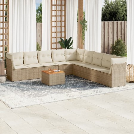Juego de sofás jardín con cojines beige 10 pzas ratán sintético de , Conjuntos de jardín - Ref: Foro24-3256023, Precio: 683,3...