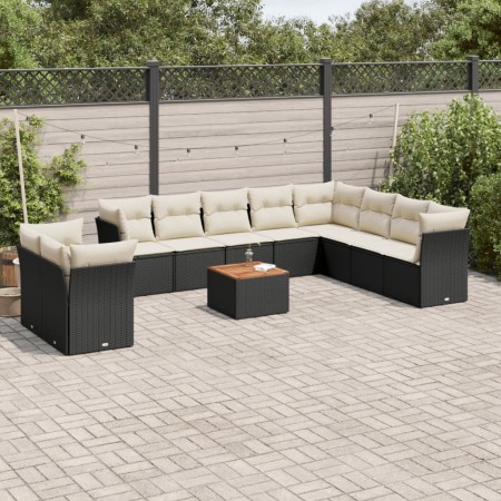Set de sofás de jardín 11 pzas y cojines ratán sintético negro de , Conjuntos de jardín - Ref: Foro24-3256049, Precio: 655,32...