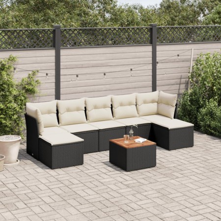 Set de sofás de jardín 8 piezas y cojines ratán sintético negro de , Conjuntos de jardín - Ref: Foro24-3256105, Precio: 428,5...