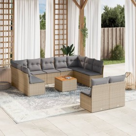 Juego de sofás jardín con cojines beige mezcla 12 pzas ratán PE de , Conjuntos de jardín - Ref: Foro24-3256220, Precio: 672,8...