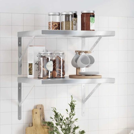 Estantes de pared 2 uds acero inoxidable plateado 50x40 cm en Estanterías | Comprar online en Foru.es