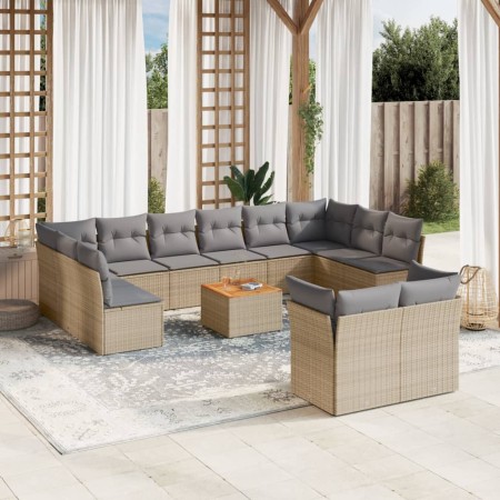 Juego de sofás jardín con cojines beige mezcla 13 pzas ratán PE de , Conjuntos de jardín - Ref: Foro24-3256248, Precio: 870,2...