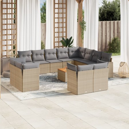 Juego de sofás jardín con cojines beige mezcla 13 pzas ratán PE de , Conjuntos de jardín - Ref: Foro24-3256283, Precio: 891,9...