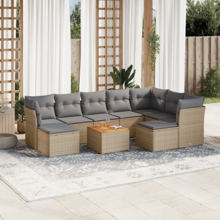 Juego de sofás jardín con cojines beige 10 pzas ratán sintético de , Conjuntos de jardín - Ref: Foro24-3256297, Precio: 613,2...