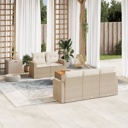 Juego de sofás jardín con cojines 6 pzas ratán sintético beige de , Conjuntos de jardín - Ref: Foro24-3256338, Precio: 480,90...