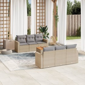 Juego de sofás jardín con cojines beige mezcla 7 pzas ratán PE de , Conjuntos de jardín - Ref: Foro24-3256346, Precio: 529,81...