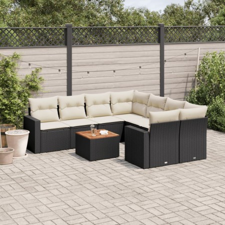 Set de sofás de jardín 8 piezas y cojines ratán sintético negro de , Conjuntos de jardín - Ref: Foro24-3256378, Precio: 539,8...