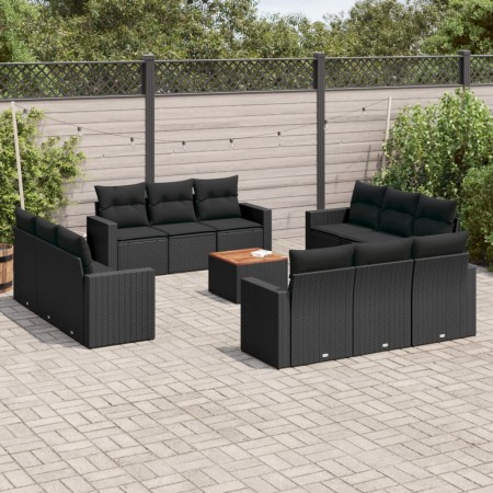 Set de sofás de jardín y cojines 13 pzas ratán sintético negro de , Conjuntos de jardín - Ref: Foro24-3256384, Precio: 984,04...