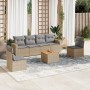 Juego de sofás jardín con cojines beige mezcla 7 pzas ratán PE de , Conjuntos de jardín - Ref: Foro24-3256402, Precio: 437,62...