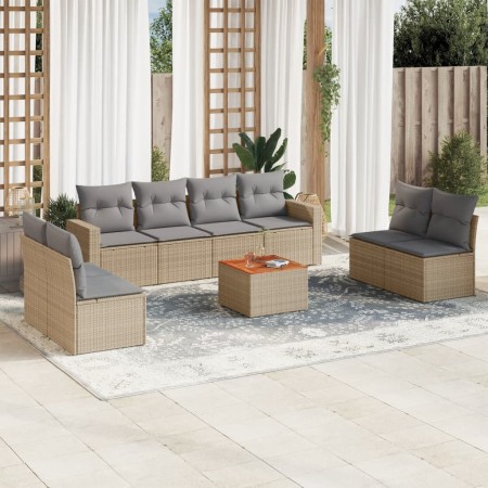 Juego de sofás jardín con cojines beige mezcla 9 pzas ratán PE de , Conjuntos de jardín - Ref: Foro24-3256416, Precio: 532,32...