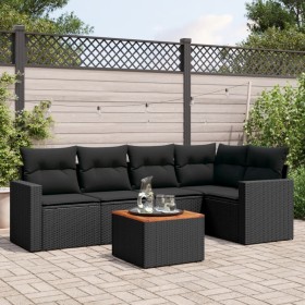 Set de sofás de jardín 6 piezas y cojines ratán sintético negro de , Conjuntos de jardín - Ref: Foro24-3256440, Precio: 410,5...