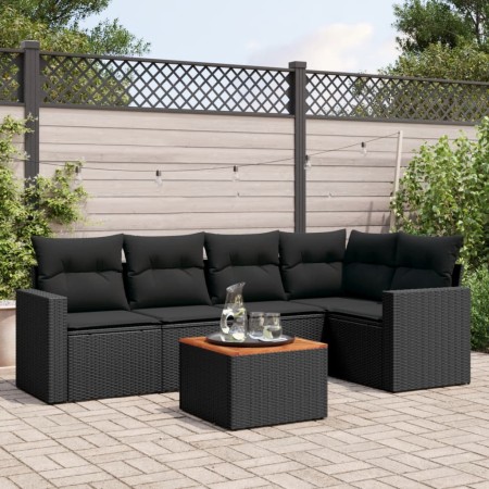 Set de sofás de jardín 6 piezas y cojines ratán sintético negro de , Conjuntos de jardín - Ref: Foro24-3256440, Precio: 410,5...