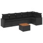 Set de comedor de jardín 7 pzas y cojines ratán sintético negro de , Conjuntos de jardín - Ref: Foro24-3256461, Precio: 453,8...