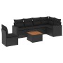 Set de comedor de jardín 7 pzas y cojines ratán sintético negro de , Conjuntos de jardín - Ref: Foro24-3256475, Precio: 453,8...