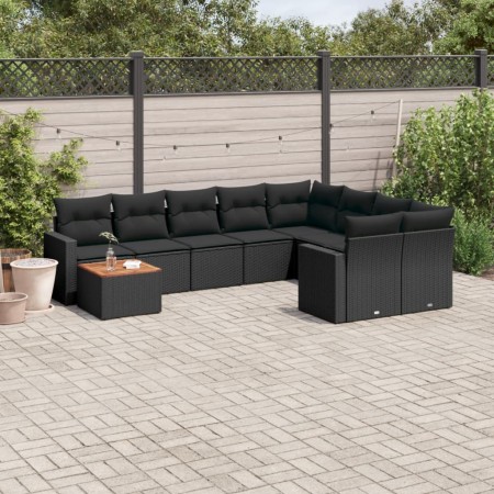 Set de sofás de jardín 10 pzas cojines ratán sintético negro de , Conjuntos de jardín - Ref: Foro24-3256615, Precio: 660,10 €...