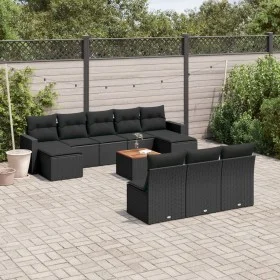 Set de sofás de jardín 11 pzas y cojines ratán sintético negro de , Conjuntos de jardín - Ref: Foro24-3256657, Precio: 614,69...