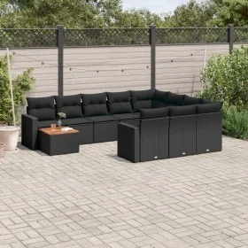 Set de sofás de jardín 11 pzas y cojines ratán sintético negro de , Conjuntos de jardín - Ref: Foro24-3256636, Precio: 674,49...