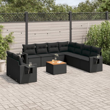 Set de sofás de jardín 10 pzas cojines ratán sintético negro de , Conjuntos de jardín - Ref: Foro24-3256958, Precio: 691,76 €...