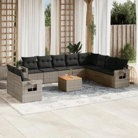 Set de sofás de jardín 11 pzas y cojines ratán sintético gris de , Conjuntos de jardín - Ref: Foro24-3256970, Precio: 702,04 ...