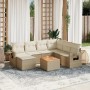 Juego de sofás de jardín con cojines beige 8 pzas ratán PE de , Conjuntos de jardín - Ref: Foro24-3257010, Precio: 531,14 €, ...