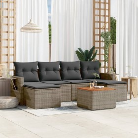 Set de sofás de jardín 7 piezas con cojines ratán PE gris de , Conjuntos de jardín - Ref: Foro24-3257019, Precio: 409,66 €, D...