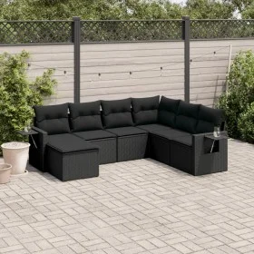 Set de comedor de jardín 7 pzas y cojines ratán sintético negro de , Conjuntos de jardín - Ref: Foro24-3252832, Precio: 473,2...