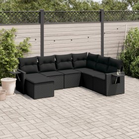 Set de comedor de jardín 7 pzas y cojines ratán sintético negro de , Conjuntos de jardín - Ref: Foro24-3252832, Precio: 471,6...