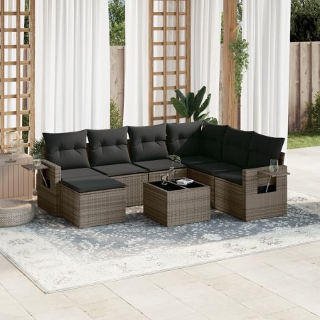 Set de sofás de jardín 8 pzas y cojines ratán sintético gris de , Conjuntos de jardín - Ref: Foro24-3252847, Precio: 504,79 €...
