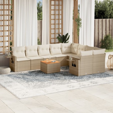 Juego de sofás jardín con cojines beige 10 pzas ratán sintético de , Conjuntos de jardín - Ref: Foro24-3257052, Precio: 729,8...