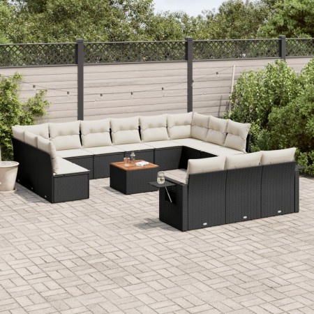 Set sofás de jardín 14 pzas con cojines ratán sintético negro de , Conjuntos de jardín - Ref: Foro24-3257134, Precio: 829,50 ...