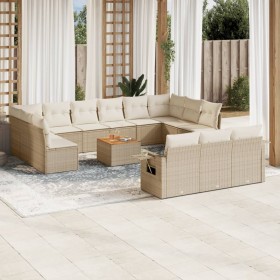 Set sofás de jardín 14 pzas con cojines ratán sintético beige de , Conjuntos de jardín - Ref: Foro24-3257136, Precio: 913,17 ...