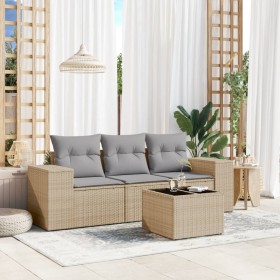 Juego de sofás jardín con cojines 4 pzas ratán sintético beige de , Conjuntos de jardín - Ref: Foro24-3254606, Precio: 294,30...