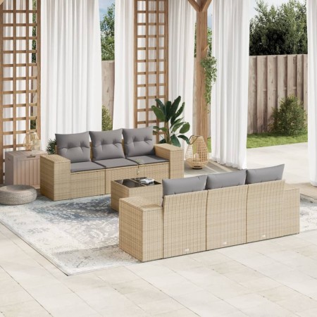 Set sofás de jardín 7 piezas y cojines ratán sintético beige de , Conjuntos de jardín - Ref: Foro24-3254646, Precio: 535,53 €...