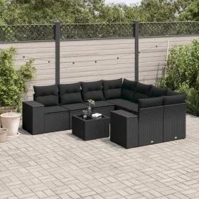 Set de sofás de jardín 8 piezas y cojines ratán sintético negro de , Conjuntos de jardín - Ref: Foro24-3254692, Precio: 602,3...