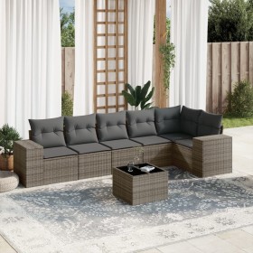 Set de sofás de jardín 7 piezas con cojines ratán PE gris de , Conjuntos de jardín - Ref: Foro24-3254937, Precio: 452,15 €, D...