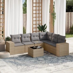 Set sofás de jardín 7 piezas y cojines ratán sintético beige de , Conjuntos de jardín - Ref: Foro24-3254956, Precio: 489,59 €...